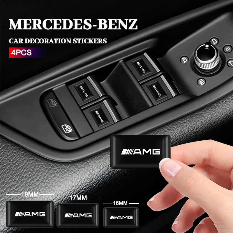 4pcs Lables Car Steering Wheel Sticker Hub Caps Center Decals For Mercedes Benz AMG W206 W204 W205 W212 W213 W221 W222 W240W211 view 4