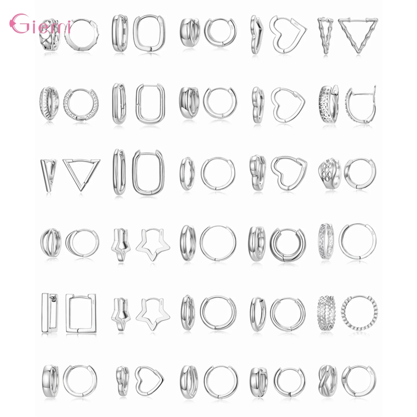 

100% Real 925 Silver Classic Simple Style Multiple Models Option Hoop Earrings For Women Wedding Jewelry Accessories
