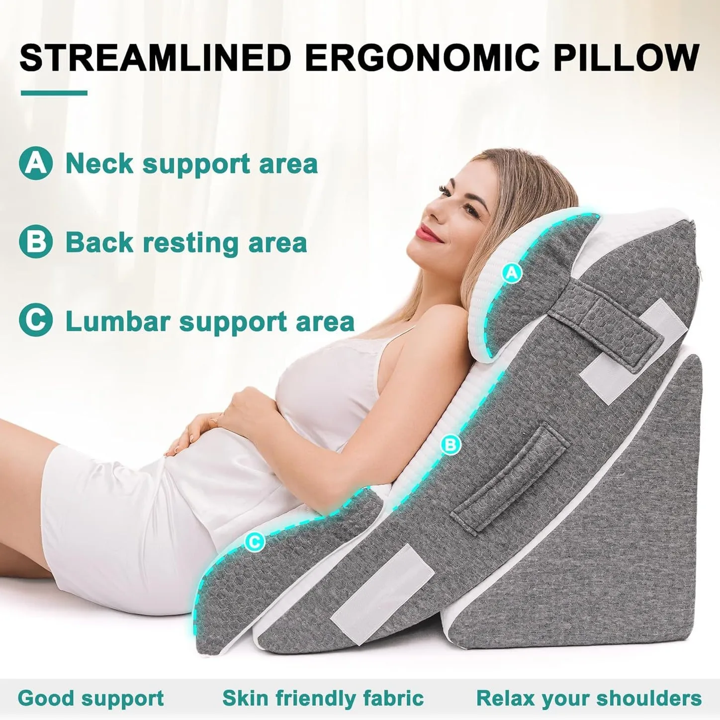 Multifunctional Split Bedside Backrest Pad 9-piece Set, Bed Reading Slope Pillow A2 Removable and Washable Sponge Cushion