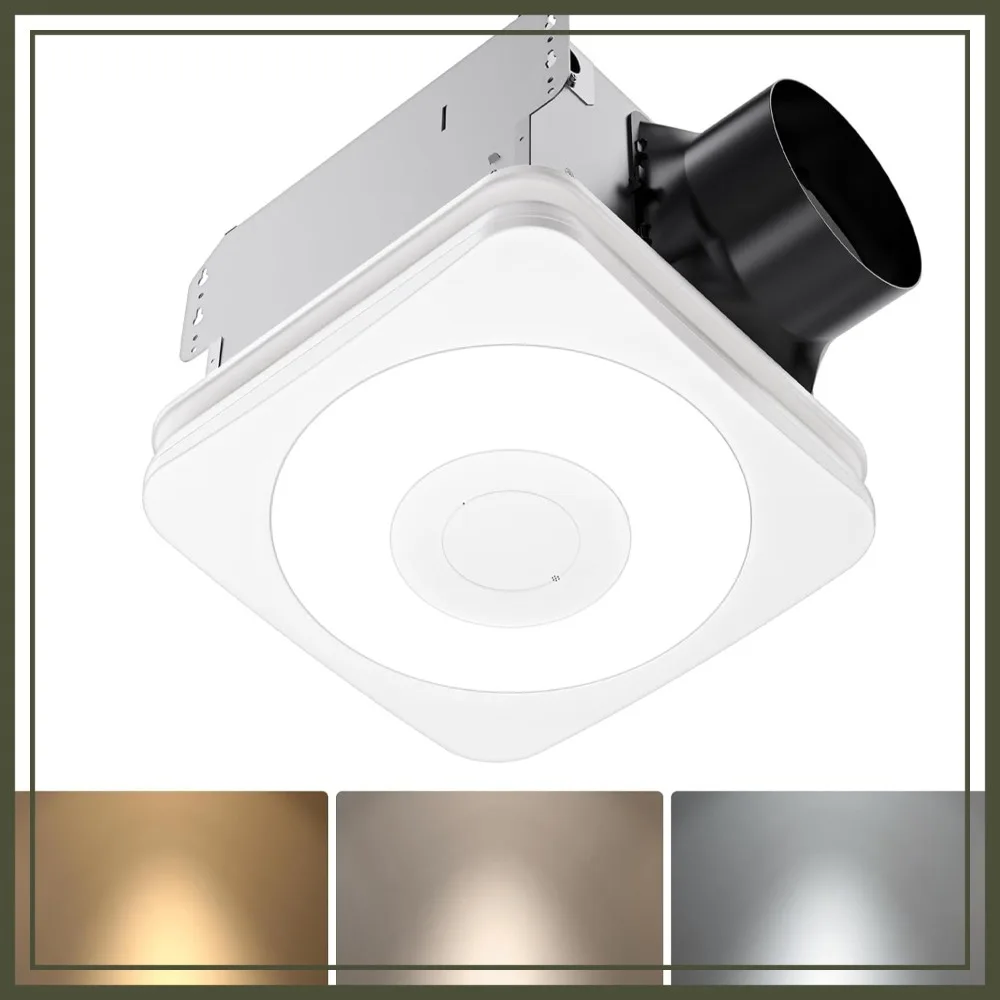 

3-in-1 Bathroom Exhaust Fan with Light & Humidity Sensor, 160 CFM, 1.0 Sone, Auto-On at 60% Humidity, 1500LM, 3CCT, Night Light, ENERGY STAR, Ceiling Opening 11.81"x 11.02"