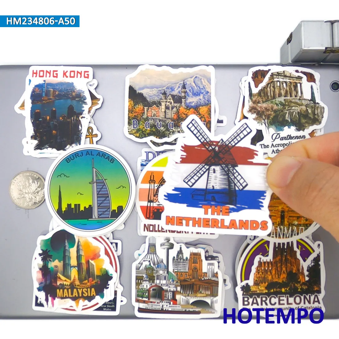 World Travel Stickers, Famous Buildings City View, Art Graffiti Style, for DIY Creative Decoration, Funny Sticker, 20/30/50PCS