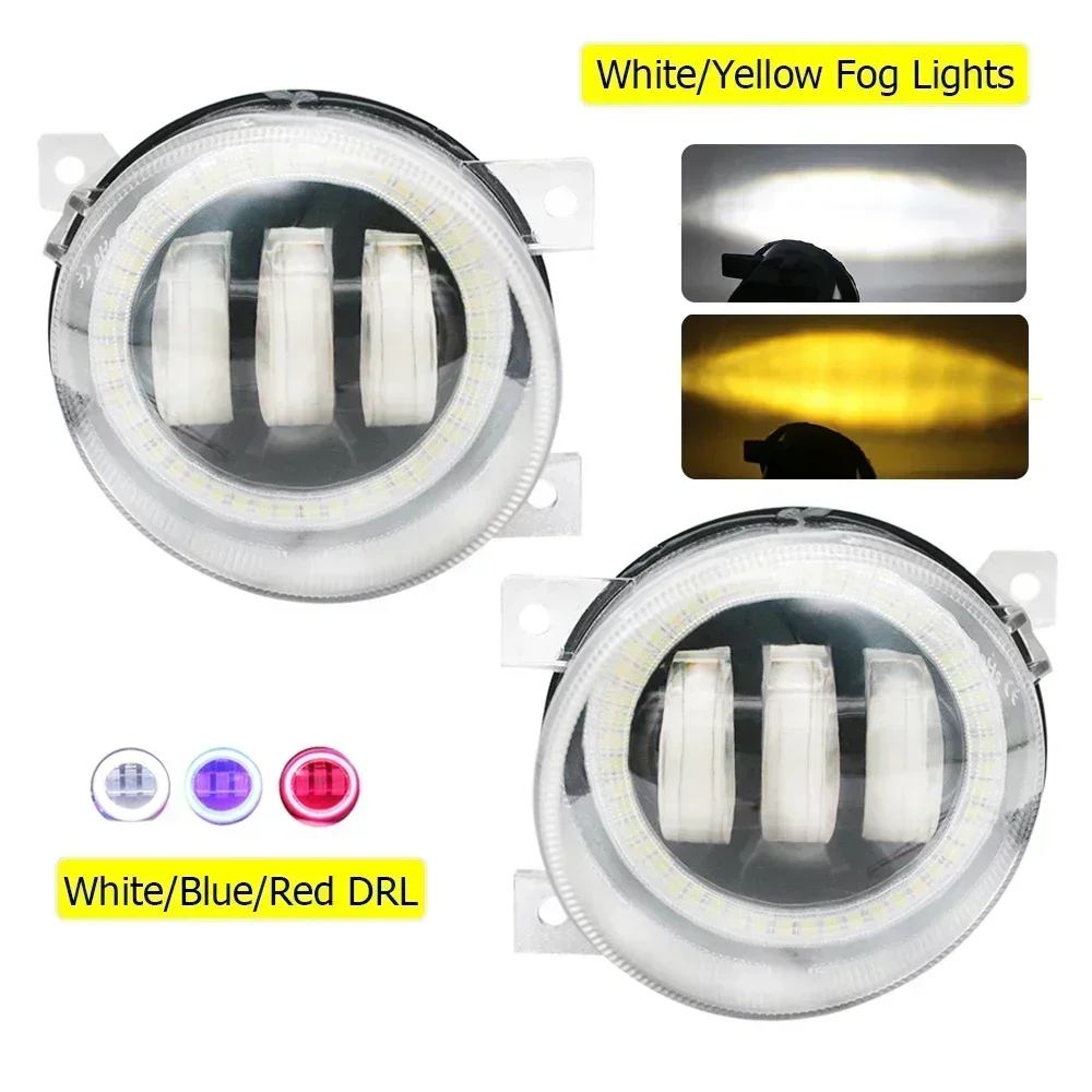 Pair Led Fog Lights Angel Eye DRL Lens Daytime Running Light Headlight for Volkswagen Jetta A5 Sedan Golf 5 Variant Jetta Wagon view 2