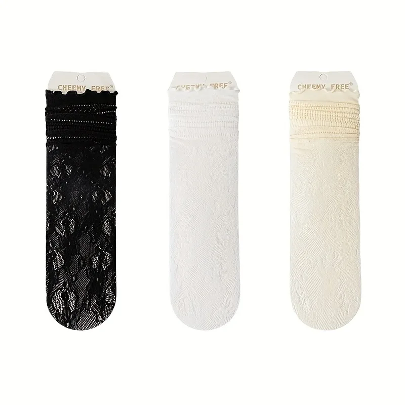 1/3 Paar hohle Netzsocken für Damen, niedliche japanische lange Socken im JK-Stil, ultradünne Sommer-Rüschensocken, koreanische Harajuku-atmungsaktive Socken – Detail 4