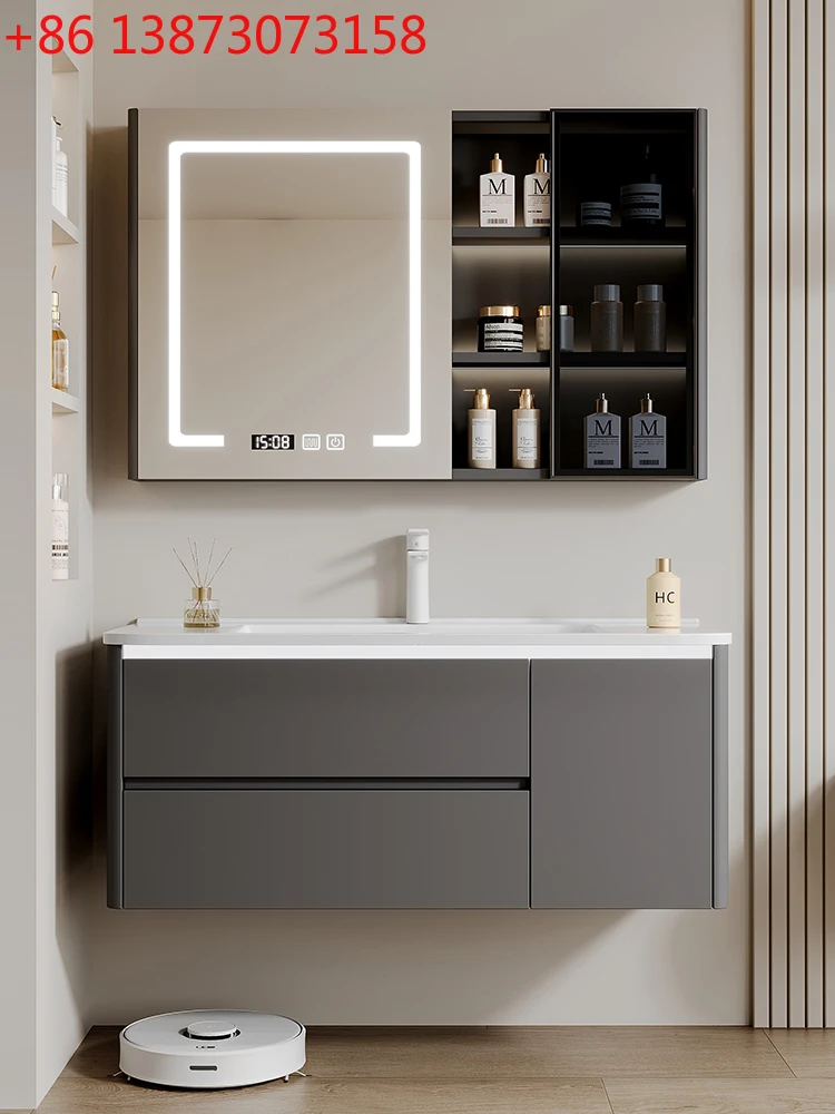 

Современная простая и интеллектуальная комбинация из нержавеющей стали, сотовая алюминиевая керамика, встроенная раковина, шкаф для ванной комнаты, туалета