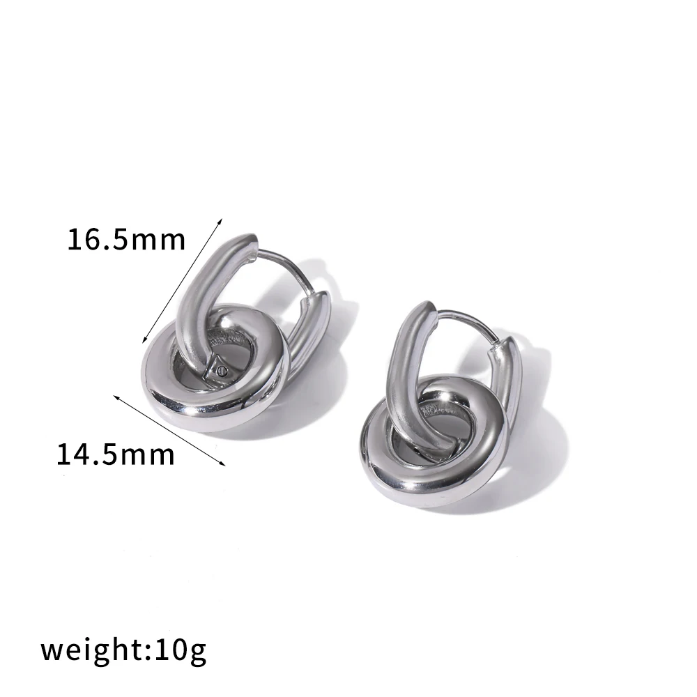 18K Goldfarben Beschichtete Glänzende Edelstahl Geometrische Doppelring-Ohrringe für Damen Wasserfester Modeschmuck – Detail 8