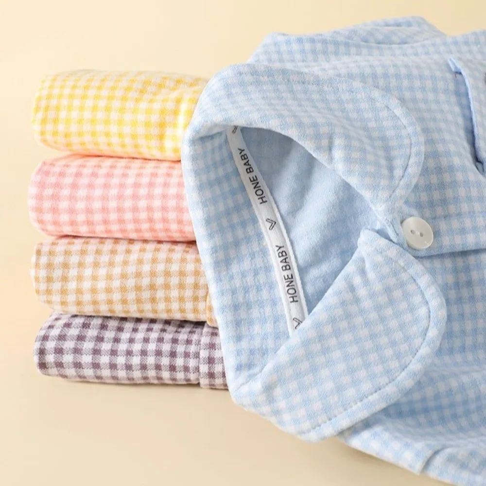 Soft Long Sleeve Pajamas Suits Pajamas Top Bottom Plaid Printed Children's Sleepwear Two-Piece Set Loungewear Sets Home