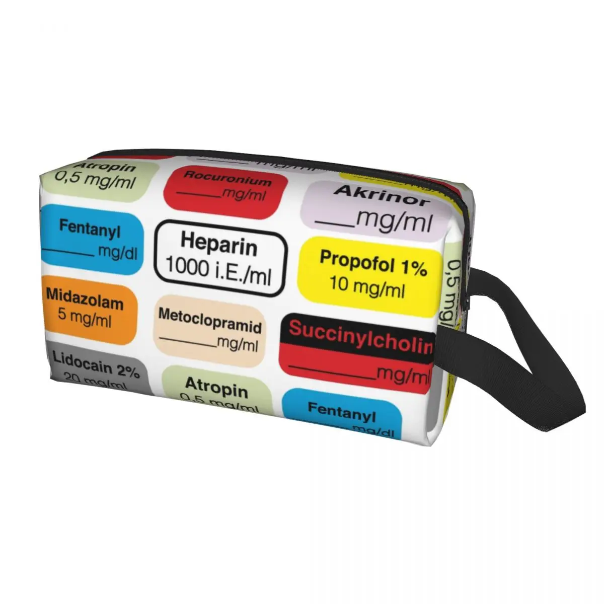 Prescription Warning Labels Makeup Bag for Women Travel Cosmetic Organizer Fashion Doctor Nurse Medicine Storage Toiletry Bags