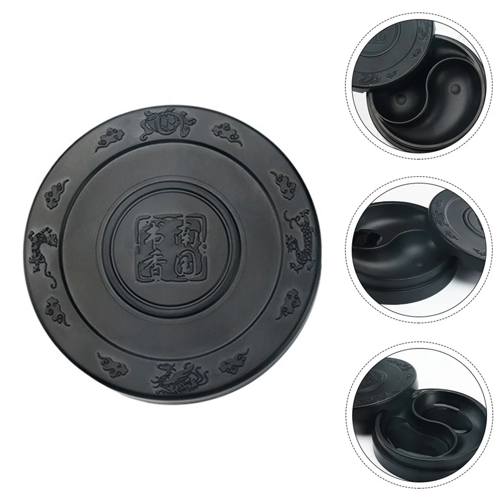 

2 Pcs Plastic Inkstone Calligraphy Grinding Dual Purpose Printing Plate Accessory Practical Students Inkslab