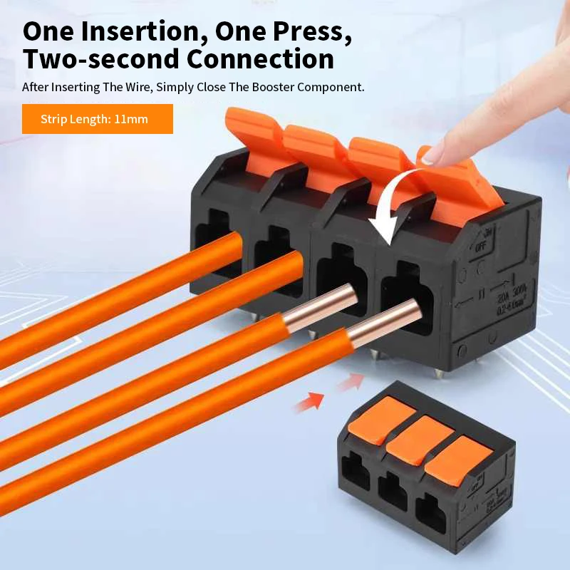 5pcs 20A 300V Fence Style Terminal Block 2Pin 3Pin 4Pin/10P Copper Solid Welding Wire Connector PCB Board Quick Cable Terminal