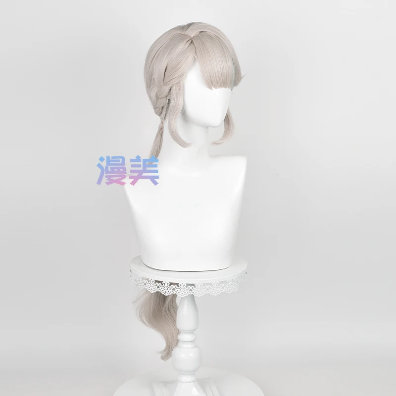 Genshin-Peluca de Cosplay Lynette de impacto, peluca gris claro con reflejos verdes, pelo de Cosplay para fiesta de Comicon, mujeres y hombres adultos