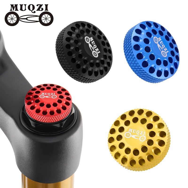 MUQZI Fork Top Cap for Schrader Valve Suspension Fork Compatible with MTB Road Bike Air Fork Protector Cap