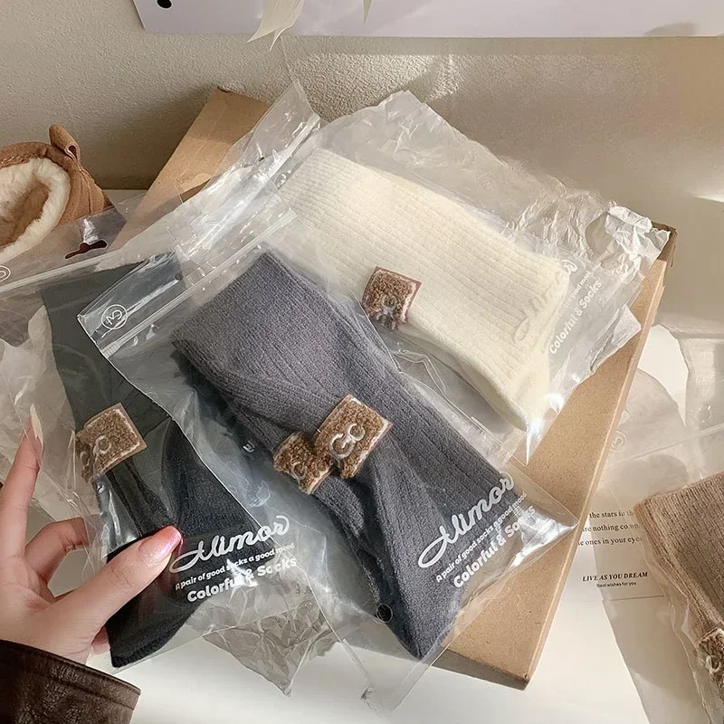 

Кофейные модные однотонные утепленные средние носки Ins UGC, шерстяные носки для девочек и женщин, теплые морозостойкие ворсовые носки в корейском стиле, зима-осень