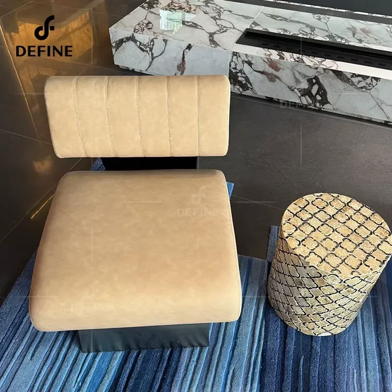 Contemporary Lounge Chair Premium Upholstered in Fabric Modern Comfortable Single Relax Armchair