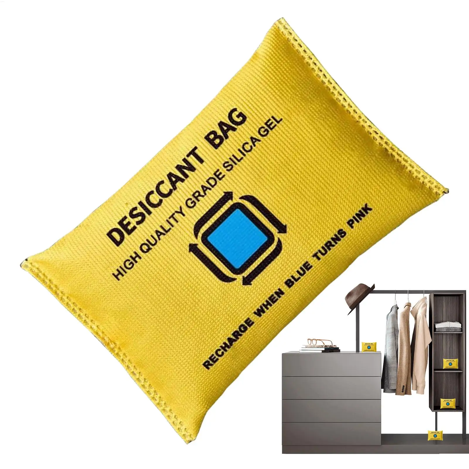 100g Dehumidifier Bags Moisture Absorber Closet Dryer Rechargeable Silica Gel Desiccant for Wardrobe Cabinet Basement Car