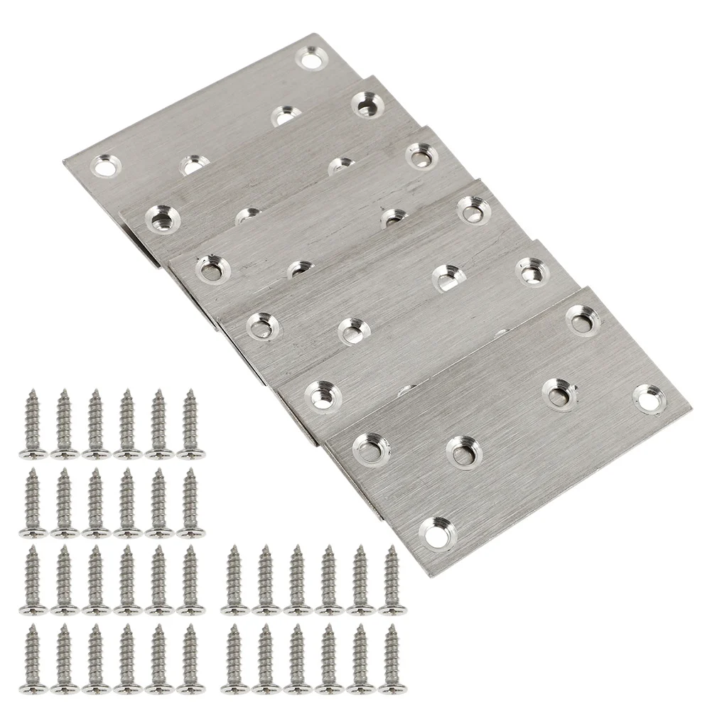 

10Pcs Furniture Fastening Plate Screw Kit Stainless Steel Flat Corner Braces for Wood Metal Joining Repair Fixing Hardware
