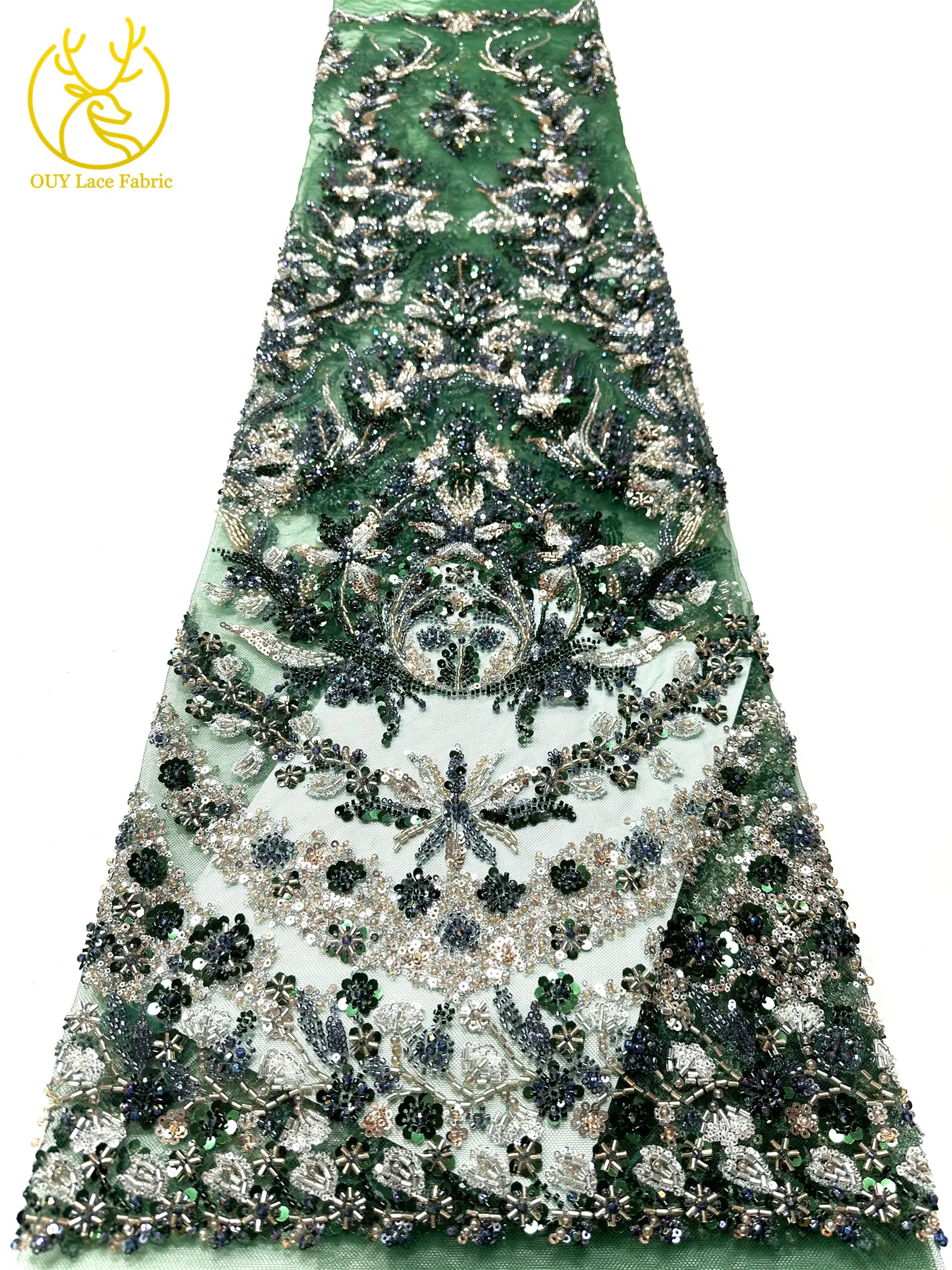 Luxuriöser Afrikanischer Spitzenstoff 2026 Hochwertige Französische Perlen-Pailletten-Spitze 5 Yards Nigeria Tüllspitze für Party- und Hochzeitskleider – Detail 18