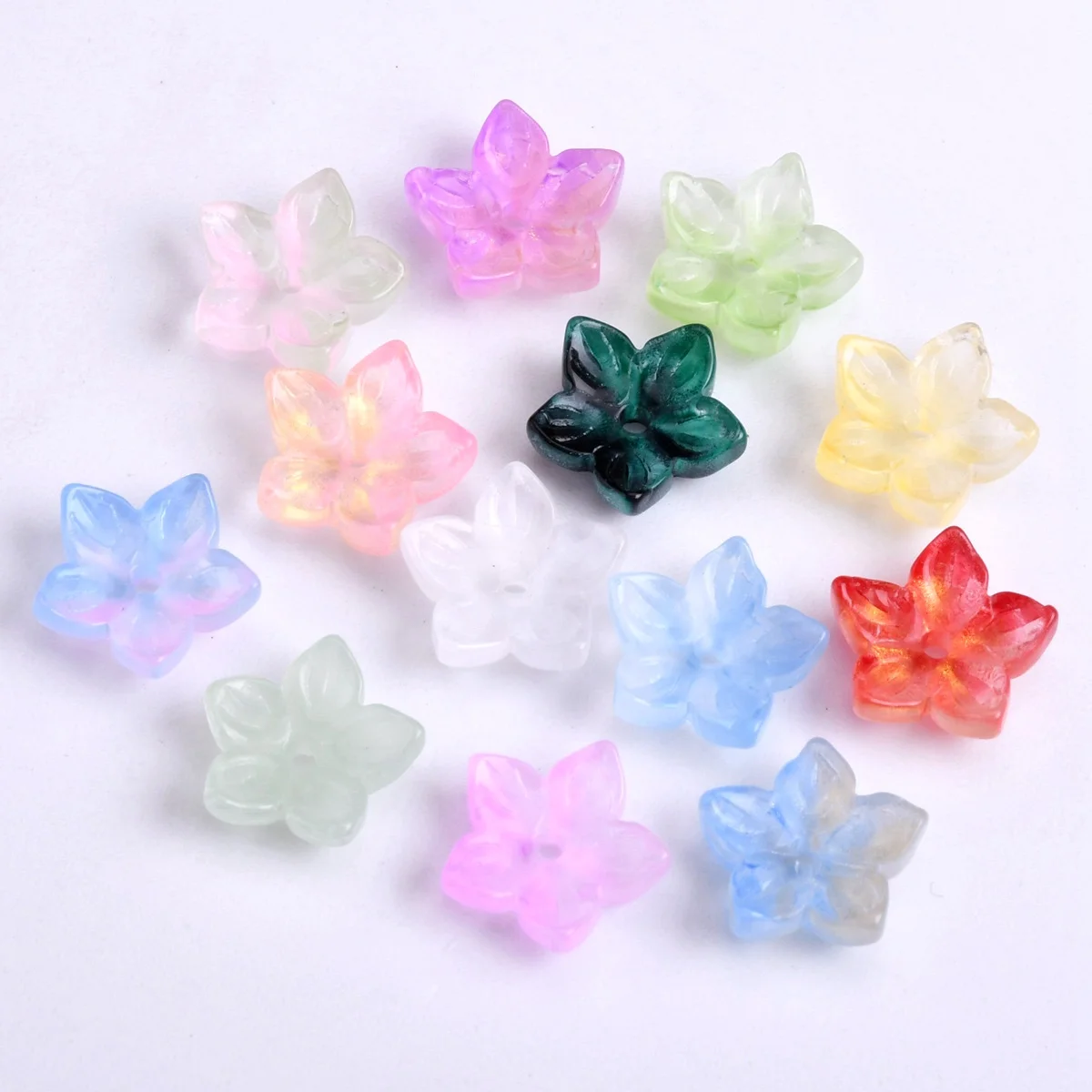 10pcs Flower Shape 12mm Colorful Foil Lampwork Glass Loose Beads For Jewelry Making DIY Crafts Findings