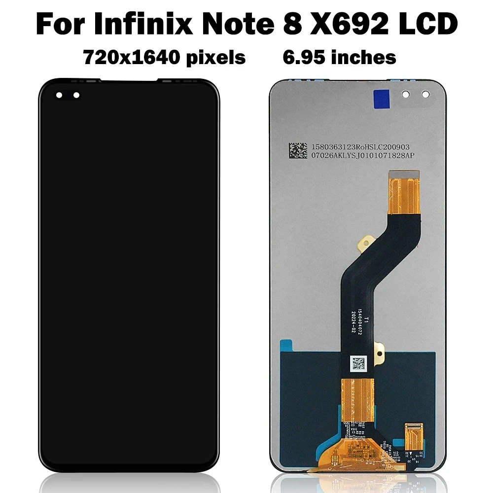 6.95\'\' Original LCD For Infinix Note 8 X692 Display Touch Screen Digitizer Assembly Replacement New Repair Parts 100% Tested