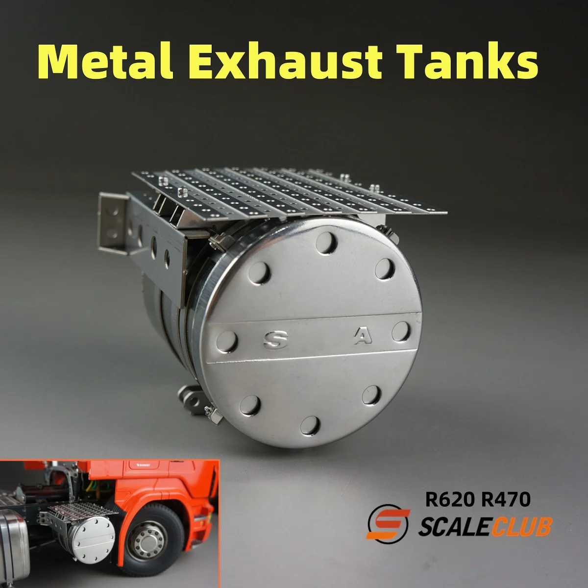 Uitlaat Tank Model R620 R470 Metalen Voor Scania 1/14 Tamiya RC SCANIA Man Lesu Actros Tractor Kipper Model DIY Deel