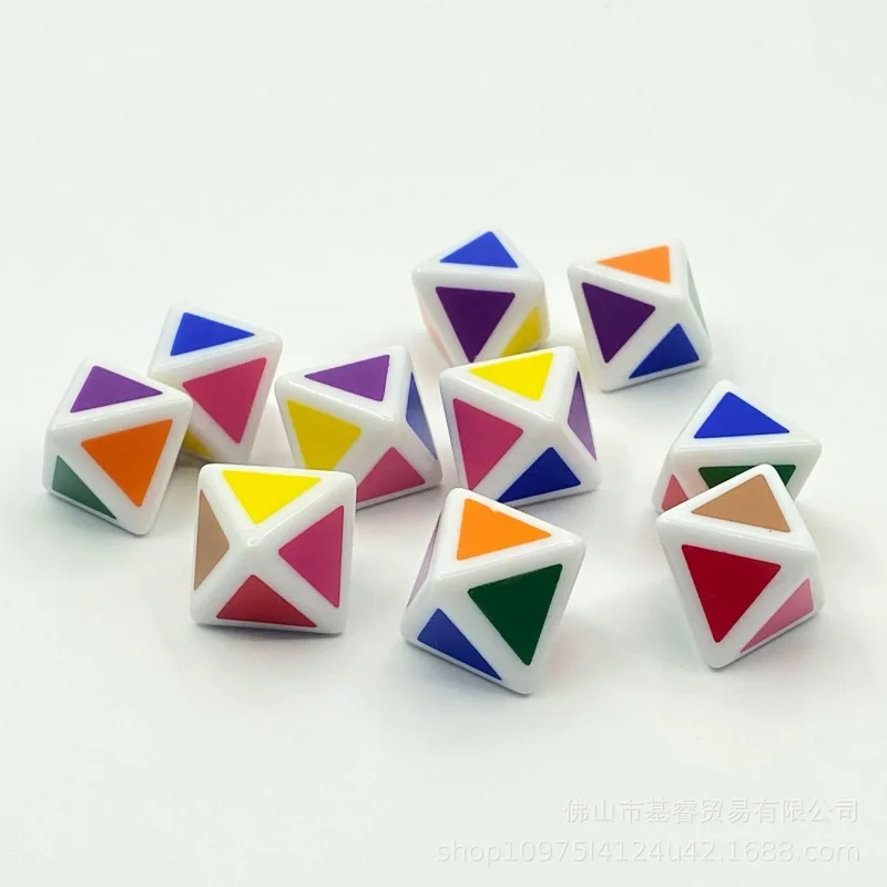 D8 10 Per/Set 8 Faces Colors Dice On Each Face Teaching Plastic Cubes for Education Classroom Teaching Maths