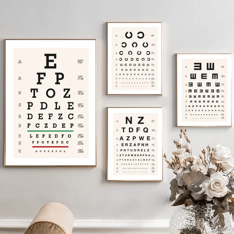 Tables Visual Acuity Eye Exam Chart Test Nordic Posters and Prints Wall Art Canvas Painting Wall Picture for Hospital Home Decor