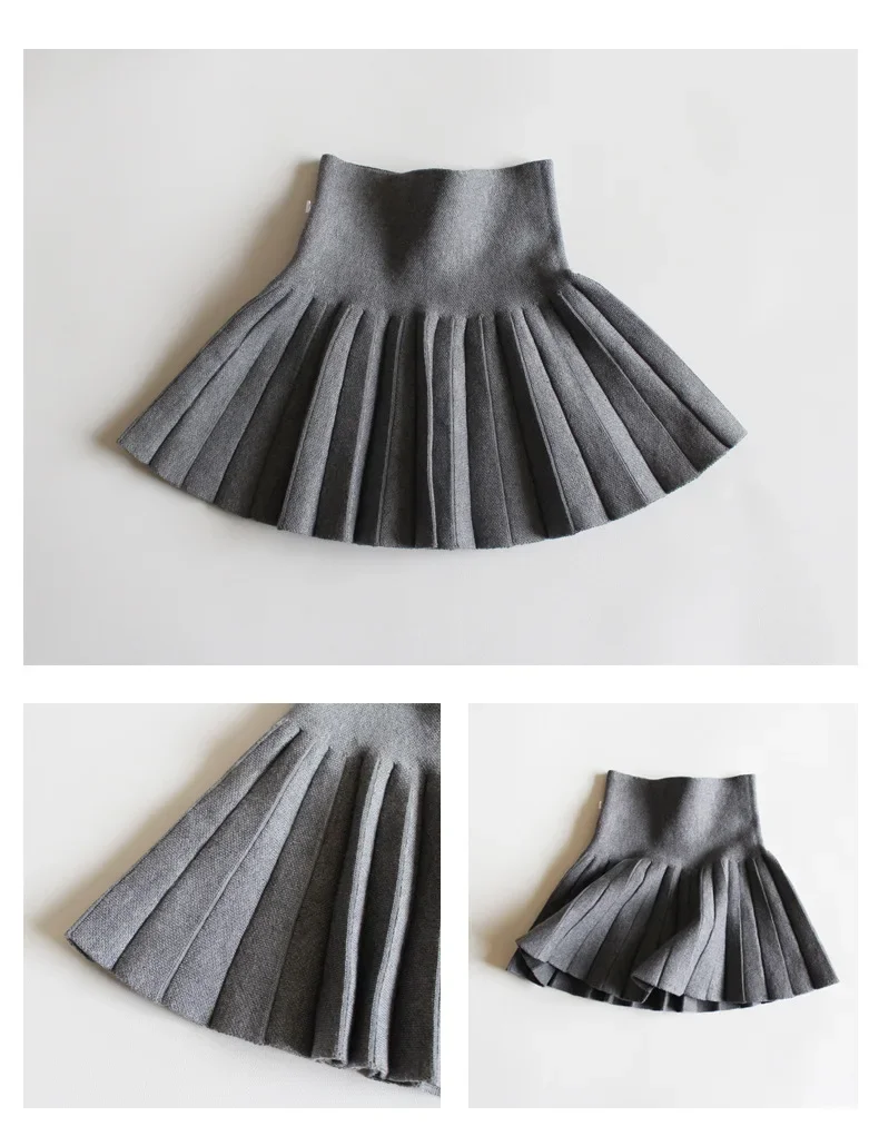 2-12Year Kleinkind Baby Mädchen Stricken Rock Herbst Winter Prinzessin Plissee Kinder Schule Hohe Taille Mini Tutu Röcke Kinder Kleidung – Detail 12