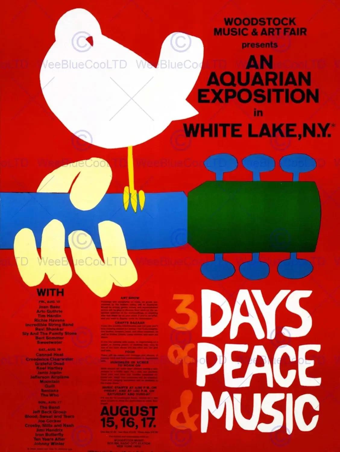 Music FESTIVAL CONCERT WOODSTOCK NY PEACE DOVE LOVE LEGEND b Silk Poster Wall Sticker Decoration Gift