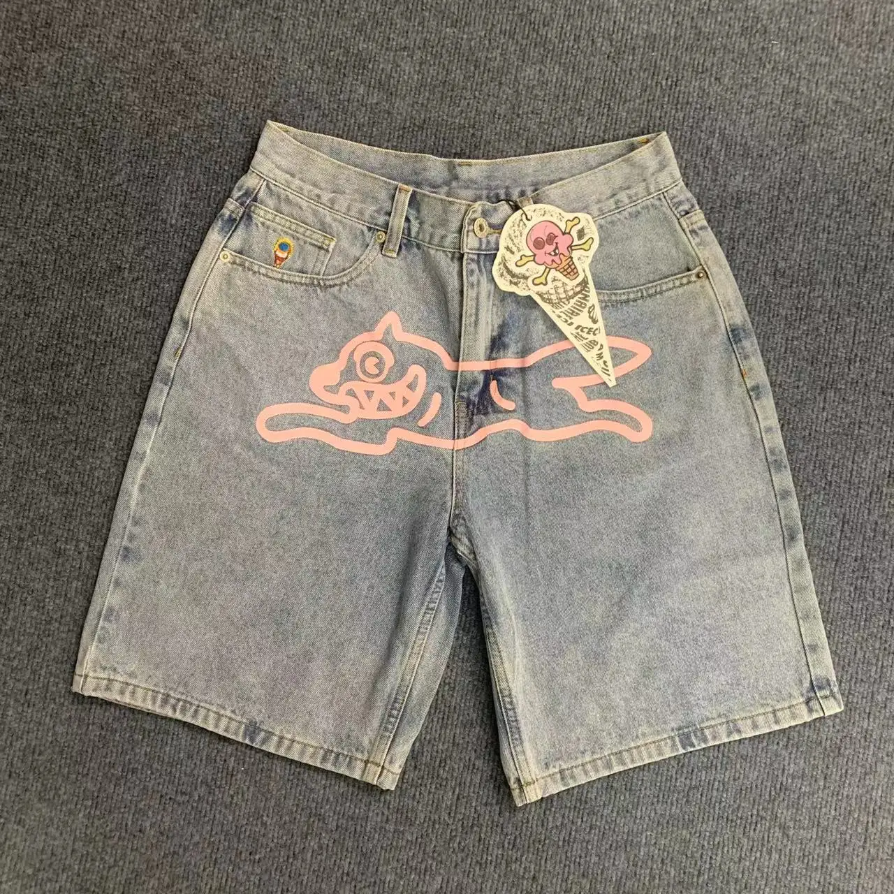 Topkwaliteit klassieke geprinte heren casual jeans shorts met rits, wijde pasvorm, capri heren denim shorts broek
