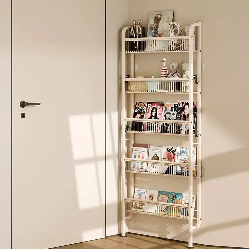 Door storage rack Household multi-layer floor-to-ceiling wrought iron storage finishing rack Seasonings Living room sundries