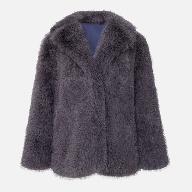 White Faux Fur Coats Work Women Loose Turn Down Collar Coat Thick Warm Y2k Streetwear Elegant Jackets Furry Autumn Winter 2025