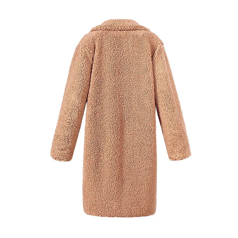 لسيدة معطف طويل فوق الركبة الإناث فروي أبلى الشتاء النساء ايكو الفراء سترة بلون دعوى طوق فو الفراء معطف #4