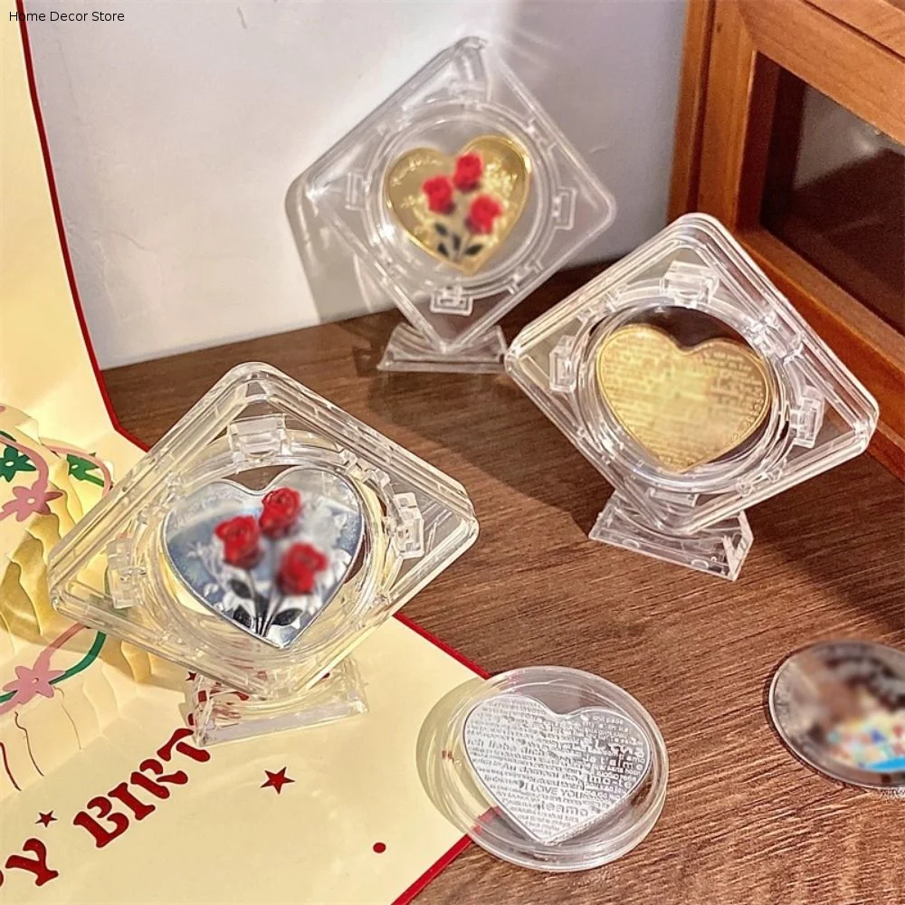 Sturdy Rotatable Coin Display Case 3D Floating Coin Container Box Rotating Bracket 27mm-40mm Coin Protector Sleeves Collectors