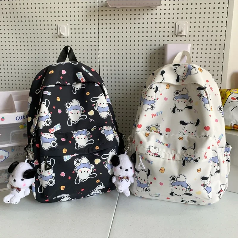 Sanrio Pochacco Backpack Cartoon Zipper Shoulders Bag Large Capacity Student School Bag Waterproof Cute Fashion Y2k Girl Gifts