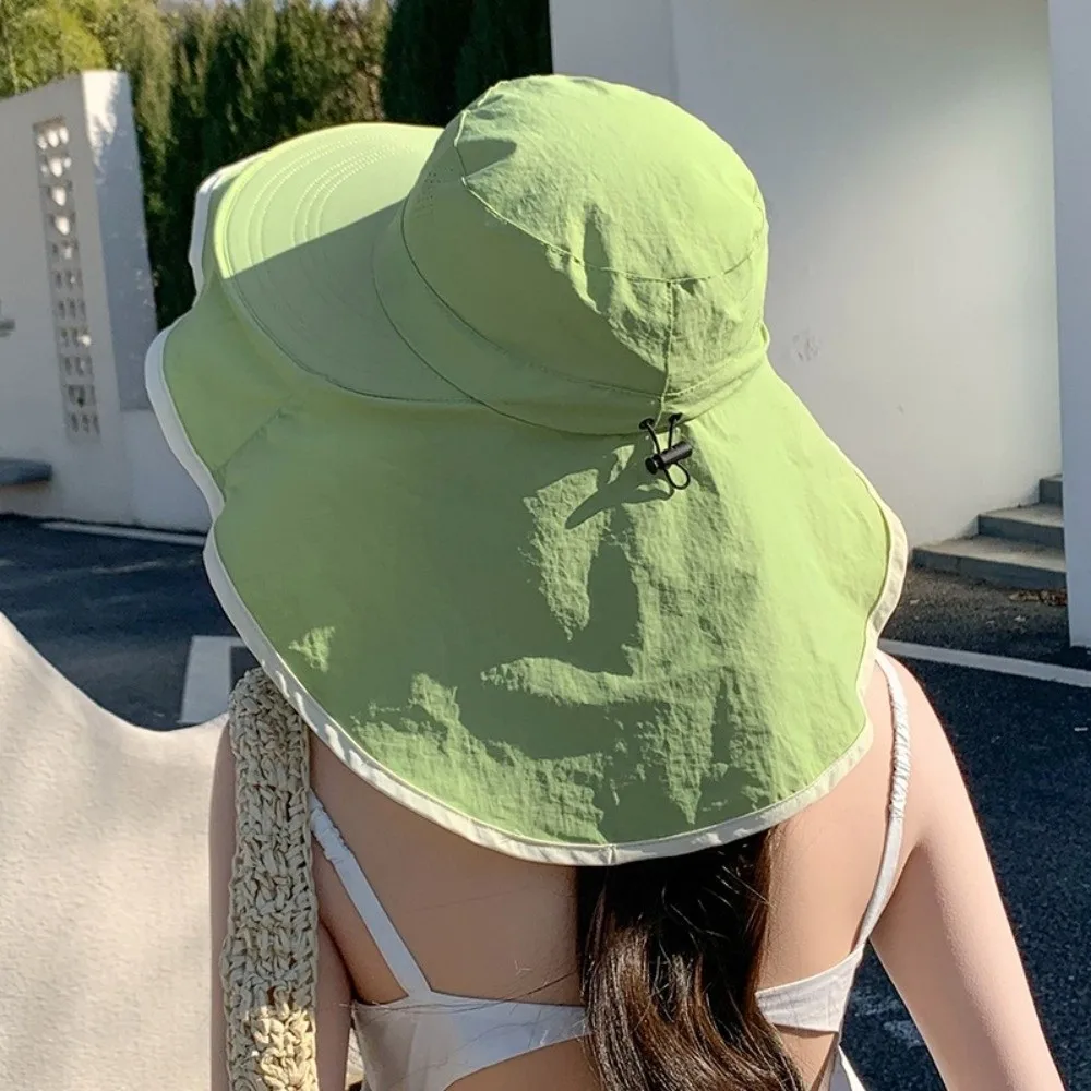 

Simple Solid Color Sunshade Shawl Cap Wide brim Polyester Neck Protection Hat Lightweight Thin Neck Cover Hiking Cap Women
