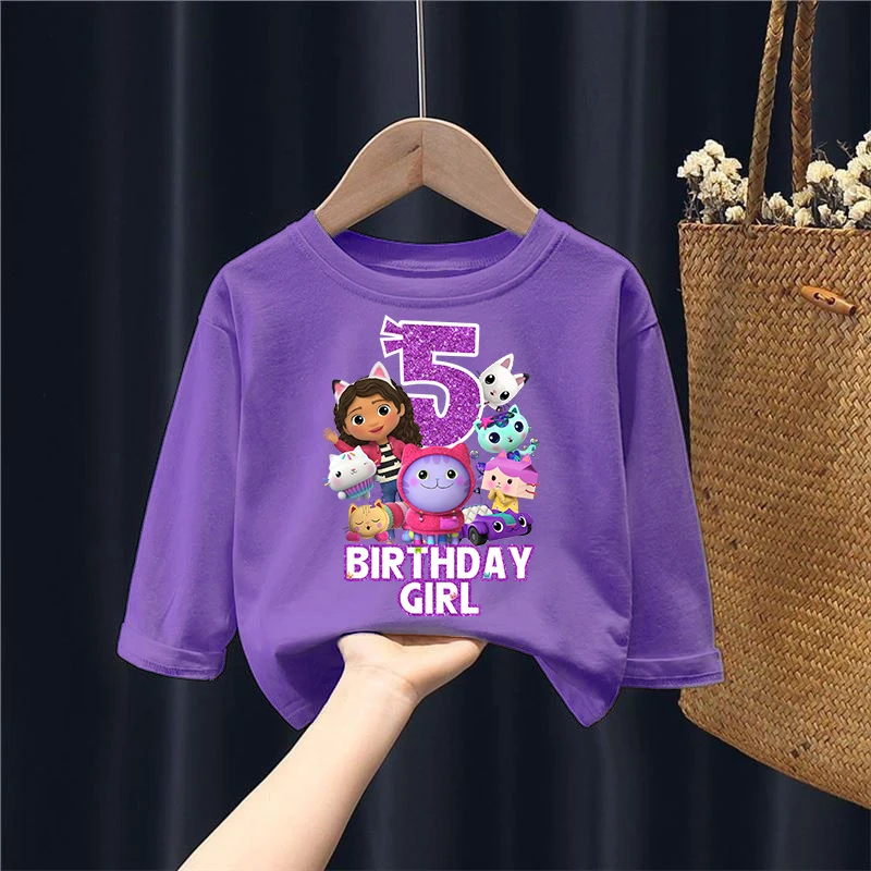 

Детские топы с длинным рукавом и номерами от 1 до 9 для девочек, милые пуловеры для весны и осени, футболки для дня рождения и праздников