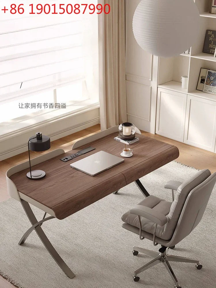 

Italian minimalist solid wood multi-layer board desk with drawers storage office study desk study computer desk