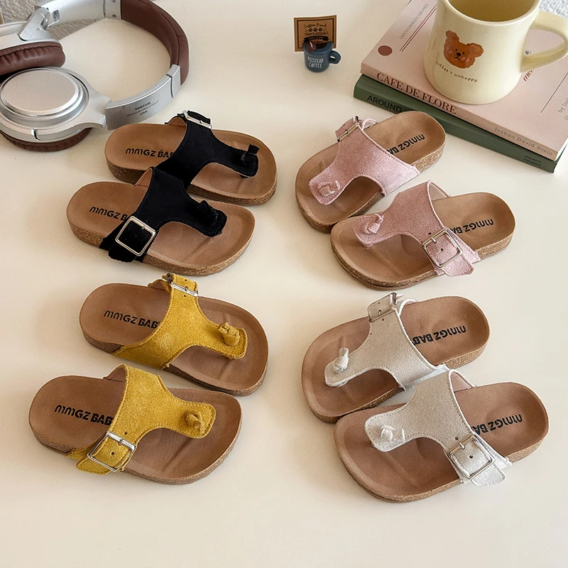YUYIN Children's Flip-Flop Sandals Summer Outdoor Slippers for Kids Boys and Girls Slip-On Sandals Fashion Suede Breathable Soft