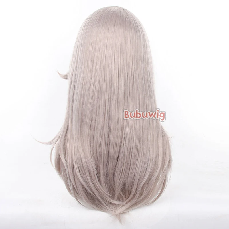 Bubuwig Capelli sintetici Lynette Parrucche Cosplay Genshin Impact Lynette Infanzia 60 cm Lungo rettilineo Parrucca rosa chiaro Resistente al calore