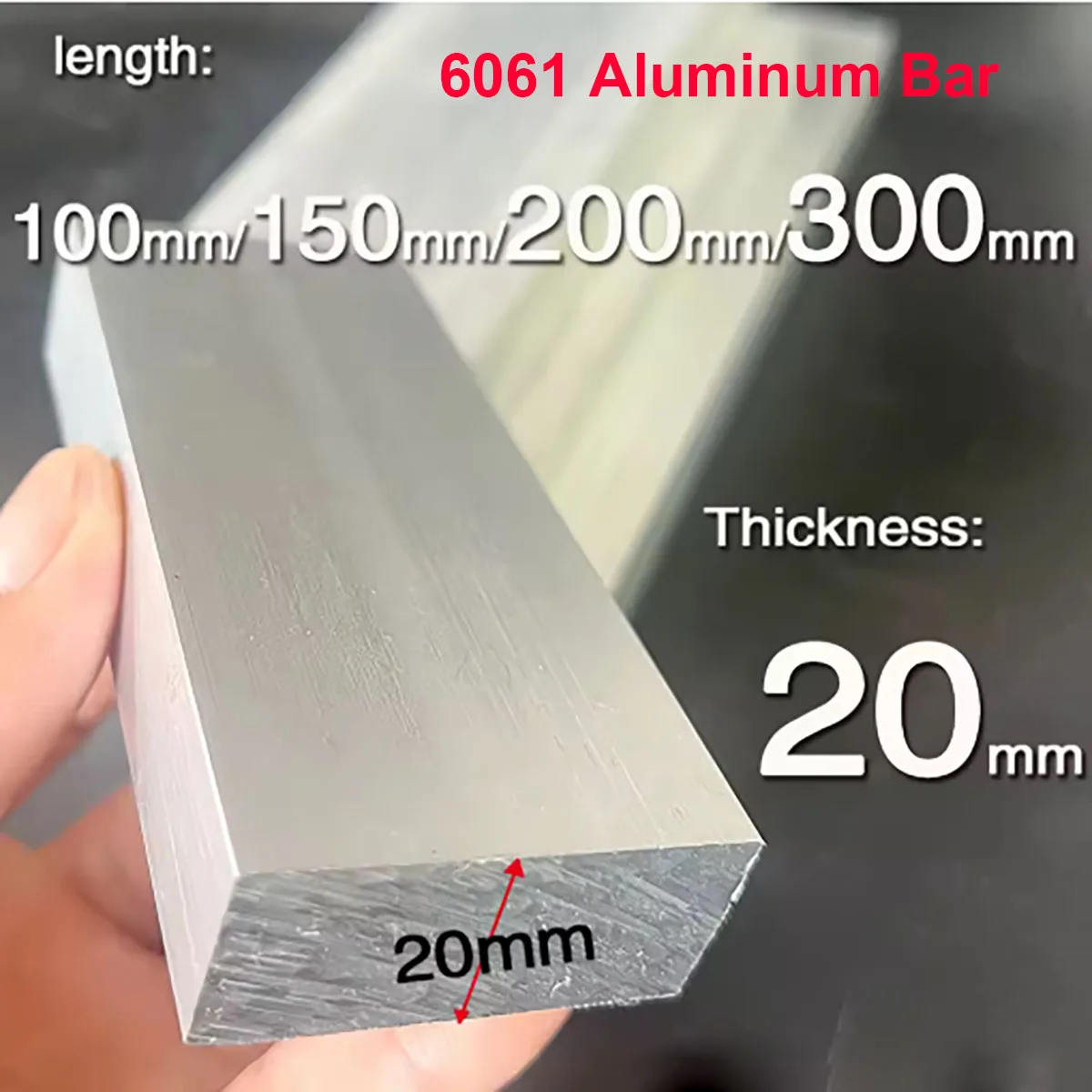 6061 Aluminum Alloy Bus Bar Flat Strip Round Bar Square Bar Solid Block, 5/8/10/20mm Thick Plate Custom CNC Cutting Machining