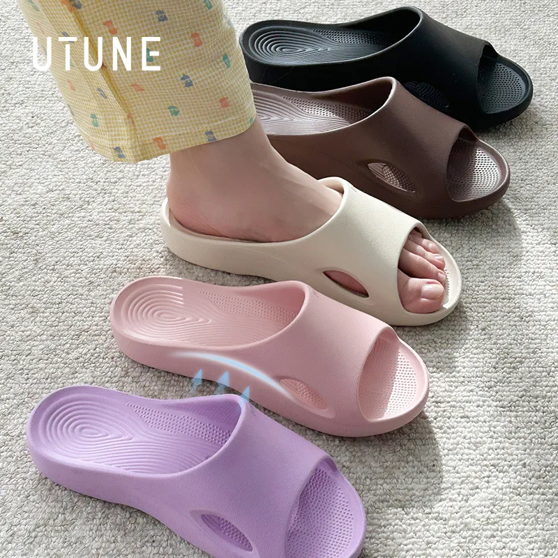 شرائح غير قابلة للانزلاق خفيفة الوزن مفتوحة من الأمام سريعة الجفاف للحمام الداخلي والخارجي والشاطئ والصيف والنعال إيفا الداخلية والخارجية