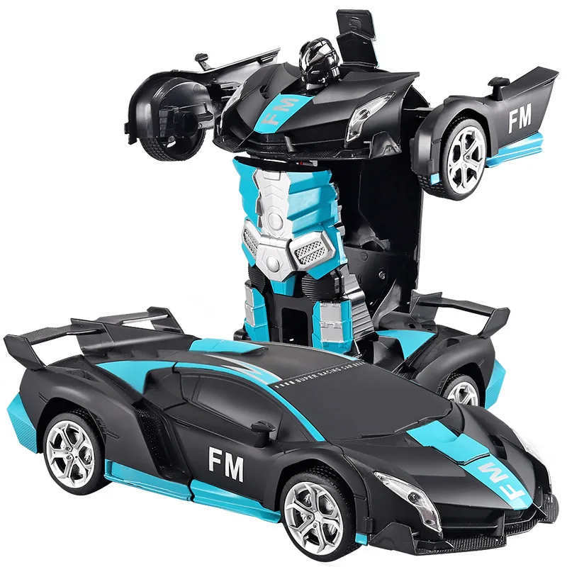 Robôs de transformação de carro elétrico rc, carro de deformação de uma tecla, controle remoto ao ar livre, modelo de carro esportivo, presentes de feriado