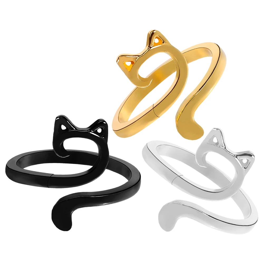 

3 Pcs Cat Ears Crochet Finger Knitting Rings Yarn Guide Holders Professional Woolen Zinc Alloy Lightweight Storage Sewing Craft