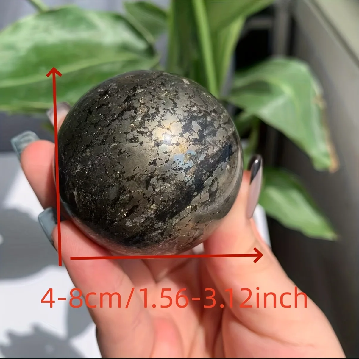 1pc Pyrite Crystal Ball, Unique Crystal Sphere Decor with Texture and Metallic Shine