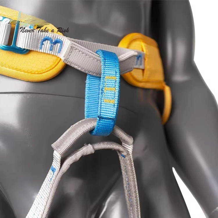Professional Mountaineering Rock Climbing Safety Work Harness for Rappelling 100kg Capacity 4 Gear Loops Adjustable Leg Loop