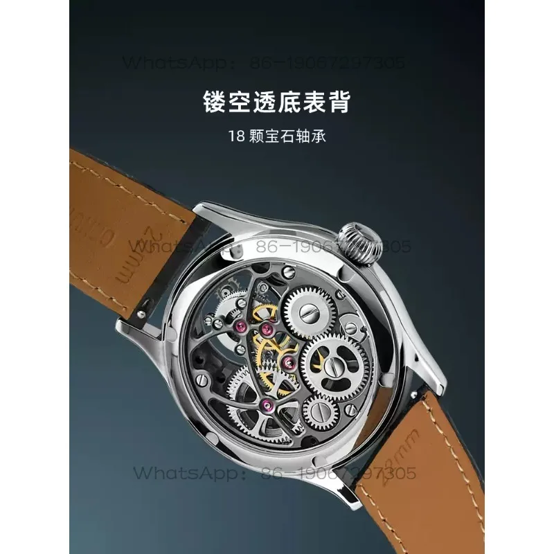 Pre-sale Skeleton Men's Light Luxury Fashion Trendy Genuine Leather Waterproof Tourbillon Manual Mechanical Watch