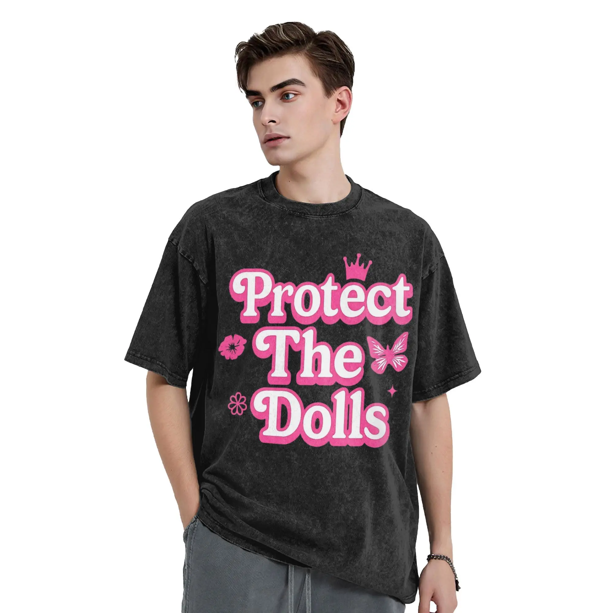 

Protect The Dolls Washed T Shirt Streetwear T-Shirt LGBTQ Supporters Tee Shirt for Men Women Short Sleeve Oversize Graphic