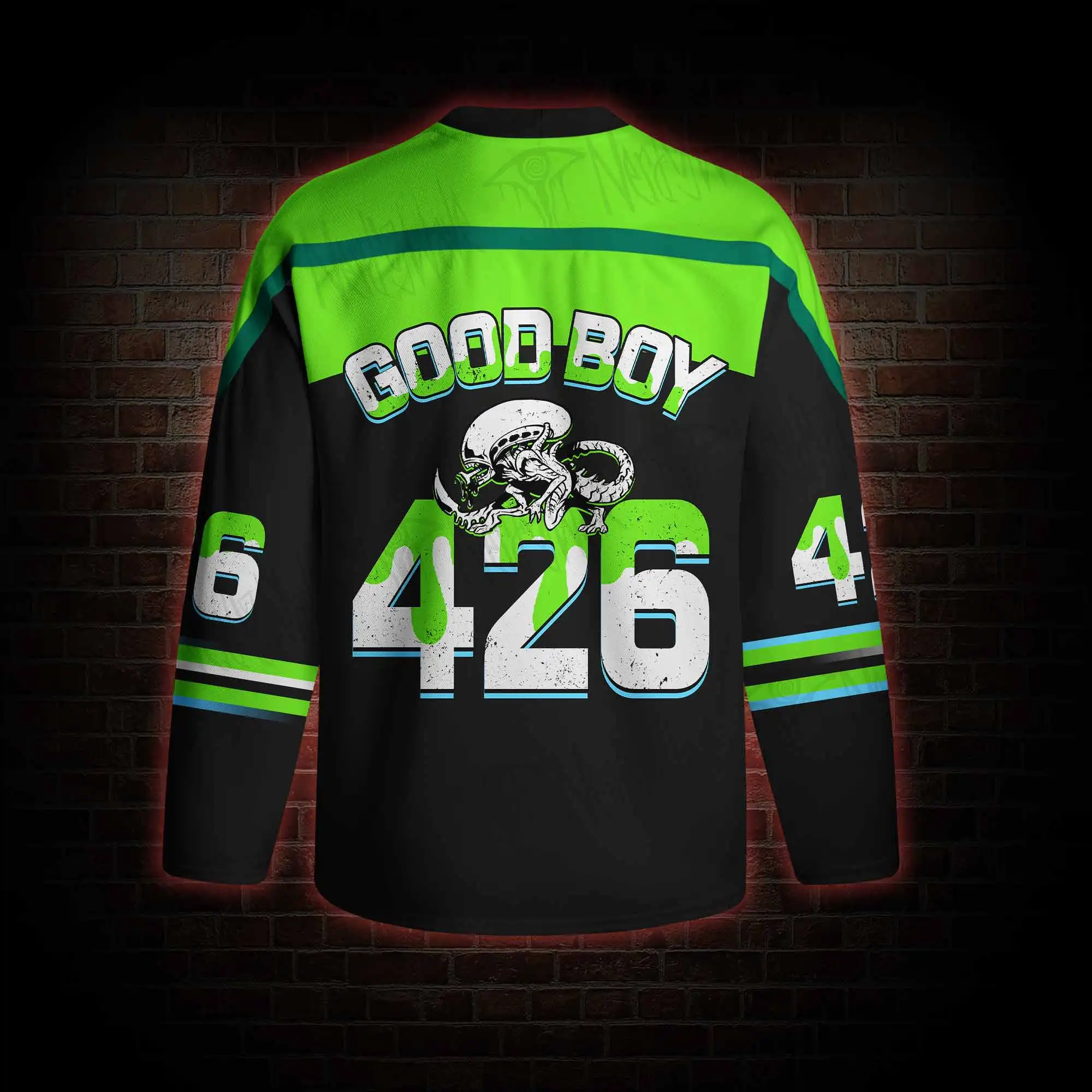 2026 Unisex Alien Meme Long Sleeve Hockey Jersey, Can I Pet That Dawg Funny Graphic V Neck Oversized Streetwear Top
