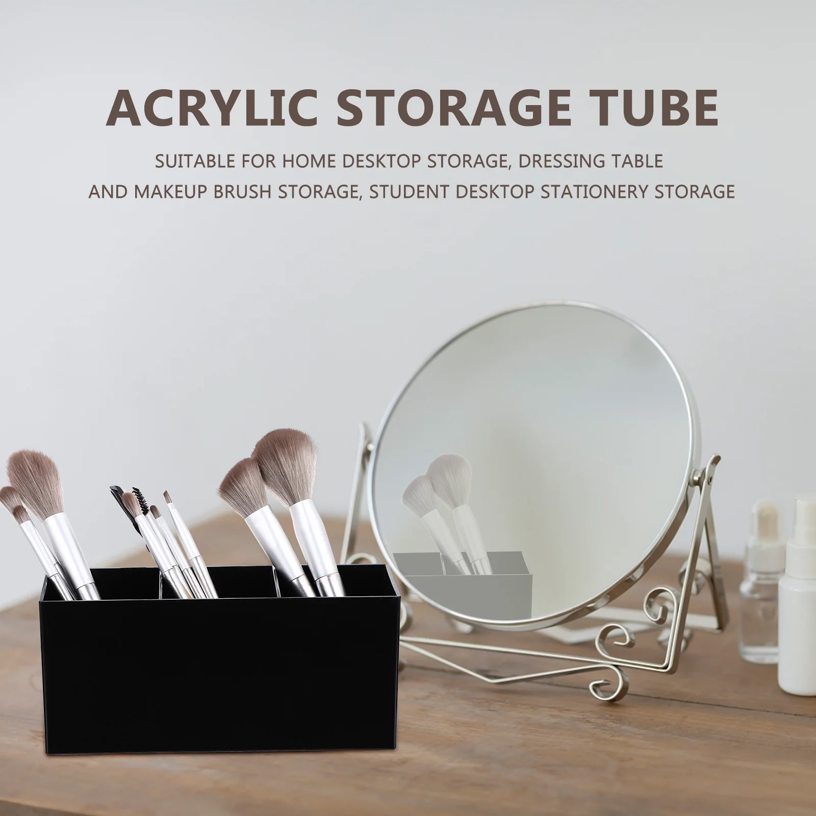 1Pcs Acrylic Lipstick Holder 3 Grid Storage Box Makeup Brush Organizer Pen Container Stationery Holder Pen Container