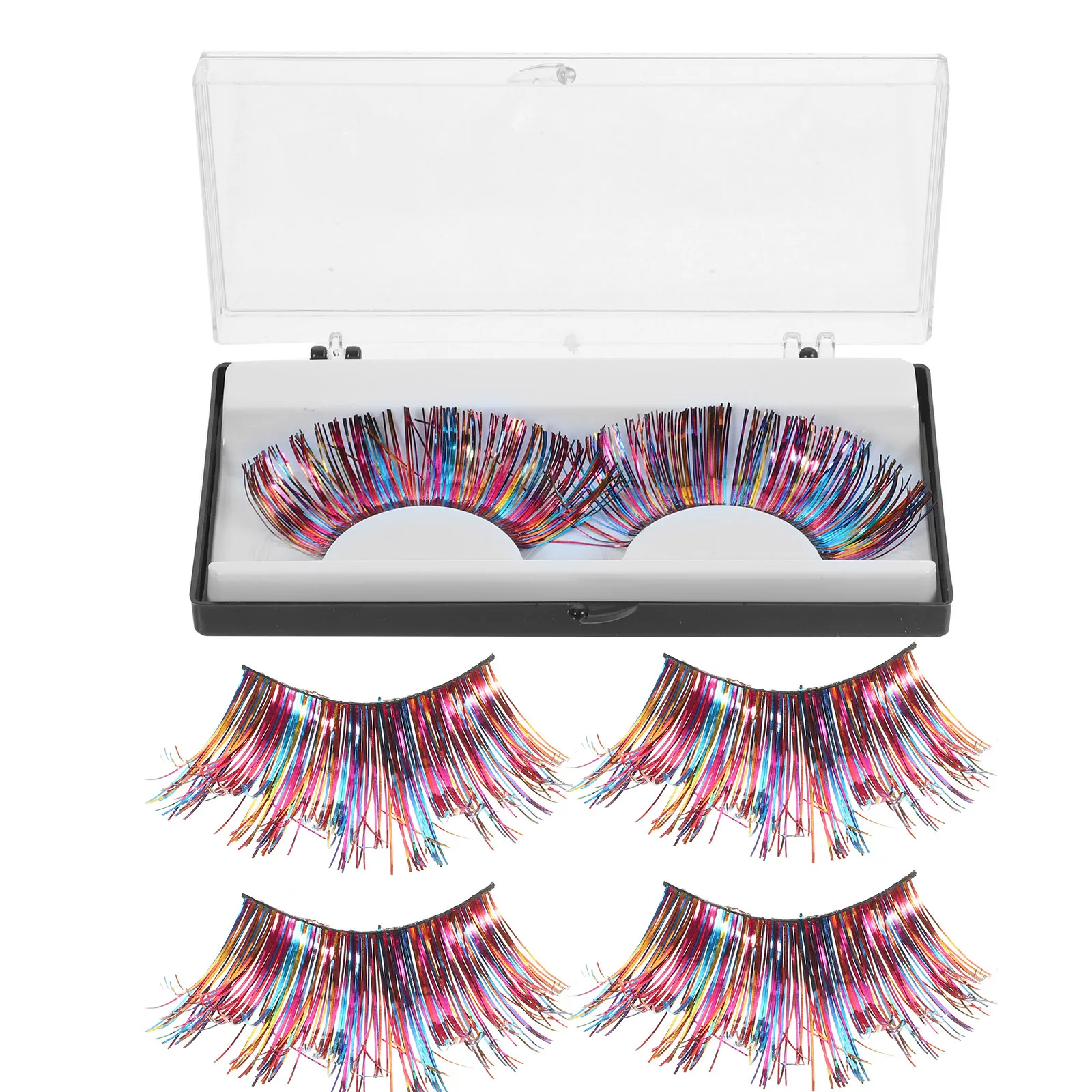

Fake Eyelashes 3 Pairs Colorful Extensions Lightweight Safe Fiber Material Halloween Makeup Performance Clusters
