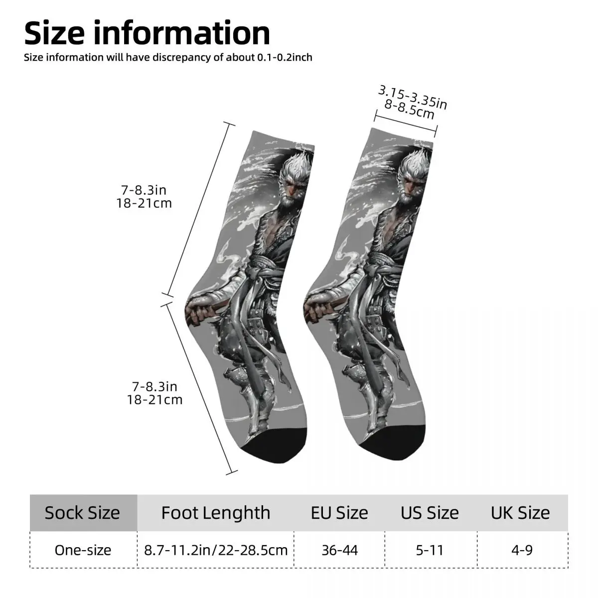 Funny Crazy Sock for Men Cool And Fun Hip Hop Harajuku B-Black Myth Wukong Happy Quality Pattern Printed Boys Crew compression